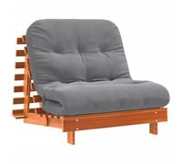 vidaXL Divano Letto Futon con Materasso Marrone Cera 90x206x11cm Pino