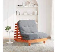 vidaXL Divano Letto Futon con Materasso Marrone Cera 90x206x11cm Pino