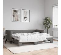 Divano Letto Letto Estraibile Grigio Scuro 100x190 cm Tessuto