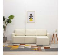 vidaXL Divano Letto Modulare a 3 Posti Crema in Similpelle