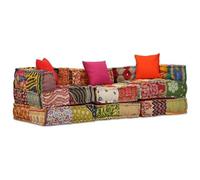 Pouf modulare a 3 posti in tessuto patchwork