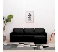 vidaXL Divano Letto Modulare a 3 Posti Nero in Similpelle