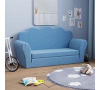 vidaXL Divano Letto per Bambini a 2 Posti Blu in Morbido Peluche
