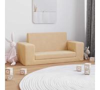 vidaXL Divano Letto per Bambini a 2 Posti Crema in Morbido Peluche