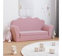 vidaXL Divano Letto per Bambini a 2 Posti Rosa in Morbido Peluche