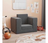 vidaXL Divano Letto per Bambini Antracite in Morbido Peluche, Mini Divano, Poltrona per Bambini, Poltrona, Divano per Piccoli, Divano
