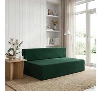 vidaXL Divano Letto Pieghevole Verde Scuro 203 x 152 x 15 cm Velluto, Divano regolabile, letto convertibile, salvaspazio, mobili moderni, funzionale, vita urbana, design contemporaneo, comfort interno