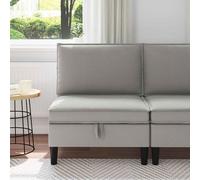 vidaXL Divano intermedio con deposito grigio chiaro, divano ergonomico moderno, design rettangolare, ampio stoccaggio, mobili durevoli, sedili morbidi e confortevoli