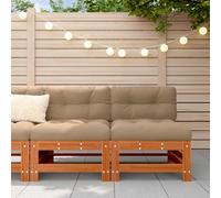 vidaXL Divano medio da giardino in pino massiccio marrone cera, divano modulare rettangolare per giardino e terrazza, sedili contemporanei, resistente alle intemperie