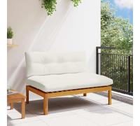 vidaXL Divano Medio da Giardino Naturale e Bianco Crema