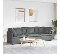 vidaXL Divano Modulare con Cuscini in Tessuto Grigio Scuro