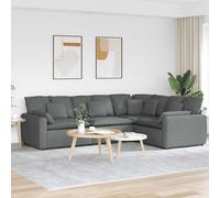 vidaXL Divano Modulare con Cuscini in Tessuto Grigio Scuro