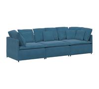 vidaXL Divano Modulare con Cuscini in Velluto Blu, Divano Componibile Moderno, 300 x 100 x 64 cm
