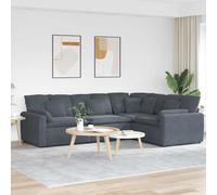 vidaXL Divano Modulare con Cuscini in Velluto Grigio Scuro