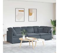 vidaXL Divano Modulare con Cuscini in Velluto Grigio Scuro
