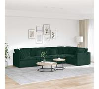 vidaXL Divano Modulare con Cuscini in Velluto Verde Scuro