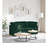 vidaXL Divano Modulare con Cuscini in Velluto Verde Scuro