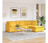 vidaXL Divano Modulare con Poggiapiedi e Cuscini Giallo Chiaro