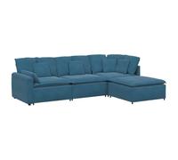 vidaXL Divano Modulare con Poggiapiedi e Cuscini in Velluto Blu, Divano componibile, Divano componibile modulare, Divano a L, Divano componibile