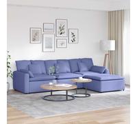 vidaXL Divano Modulare con Poggiapiedi e Cuscini Jeans Blu