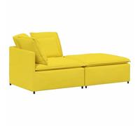 vidaXL Divano Modulare con Poggiapiedi e Cuscini Tessuto Giallo Chiaro, Divano componibile, Divano componibile modulare, Divano Moderno