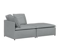 vidaXL Divano modulare con poggiapiedi cuscino tessuto grigio chiaro, tessuto, divano personalizzabile, moderno