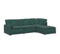 vidaXL Divano Modulare con Poggiapiedi e Cuscini Velluto Verde Scuro, Divano Componibile a L