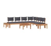 vidaXL Divano modulare da Esterno 2 Panchine + Tavolo Marrone Rustic Grigio Scuro in Legno Massello di Acacia. Resistente e Duraturo, Stile Rustico. Dimensioni Medie, Senza Montaggio richiesto. Resis