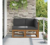 vidaXL Divano modulare da esterno e angolare con cuscino 2 Pezzo, Mobili da balcone in legno massello di acacia, design moderno e resistente, perfetti per uso all'aperto e momenti di relax