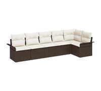 vidaXL Divano Modulare da Esterno in Rattan PE Marrone e Panna per 6 Persone. Design Sezionale con Finitura in Wicker Opaco, Resistente alle intemperie, Perfetto per Patio e Giardino. Struttura in AC