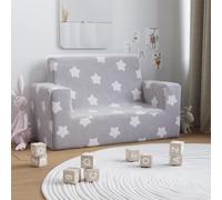 vidaXL Divano per Bambini 2 Posti Grigio Chiaro Stelle Morbido Peluche