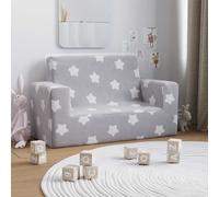 vidaXL Divano per Bambini 2 Posti Grigio Chiaro Stelle Morbido Peluche, Divano Bambini 2 posti, Mini Divano, Poltrona per Bambini
