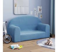 vidaXL Divano per Bambini a 2 Posti Blu in Morbido Peluche