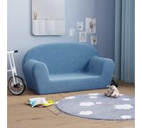 vidaXL Divano per Bambini a 2 Posti Blu in Morbido Peluche