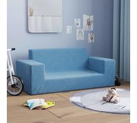 vidaXL Divano per Bambini a 2 Posti Blu in Morbido Peluche