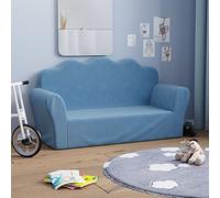 vidaXL Divano per Bambini a 2 Posti Blu in Morbido Peluche