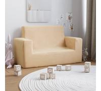vidaXL Divano per Bambini a 2 Posti Crema in Morbido Peluche