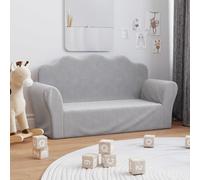 vidaXL Divano per Bambini a 2 Posti Grigio Chiaro in Morbido Peluche