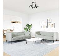 vidaXL Divano per Soggiorno 2 pcs Grigio chiaro 194 x 74,5 x 70,5 cm