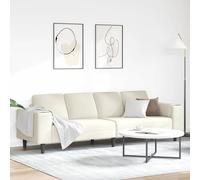 Divano 4 posti in Velluto Crema dal Design Moderno, 250 x 77 x 76 cm, con Gambe coniche, braccioli Marroni e Una Struttura in Legno ingegnerizzato. Finitura Opaca e schienali per Interni, con Seduta