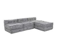 vidaXL Divano Pouf Modulare 4 Posti che si Trasforma in Divano in Tessuto Grigio Chiaro