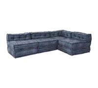 vidaXL Divano Pouffe Modulare per 4 Persone in Tessuto Indigo
