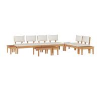 vidaXL Divano Sezionale da Esterno in Stile Fattoria: Set di 2 Panchine e Tavolo in Legno Teak Marrone, Resistente al Tempo, Pronto all'Uso, Panchine Resistenti per Giardino o Patio