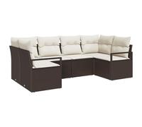 vidaXL Set di divani da Giardino 6 Pezzi con Cuscini in Rattan Poly Marrone, Divano da Giardino 2 posti con Storage e Cuscini in Rattan Poly Marrone