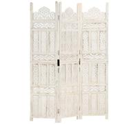 VIDAXL - Divisorio 3 Pannelli Intagliato Bianco 120x165cm Mango Massello