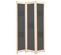 VidaXL Divisorio a 3 Pannelli Grigio 120x170x4 cm in Tessuto