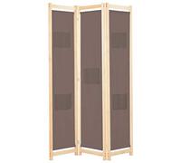 vidaXL Divisorio a 3 Pannelli con Tasche Autoportante Paravento Separé Privacy Stanza Marrone 120x170x4 cm in Tessuto e Massello Abete