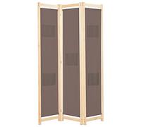 vidaXL Divisorio a 3 Pannelli con Tasche Autoportante Paravento Separé Privacy Stanza Marrone 120x170x4 cm in Tessuto e Massello Abete