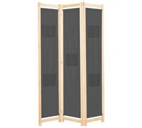 VidaXL Divisorio a 3 Pannelli Grigio 120x170x4 cm in Tessuto
