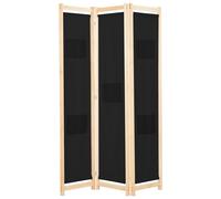 vidaXL Divisorio a 3 Pannelli Nero 120x170x4 cm in Tessuto